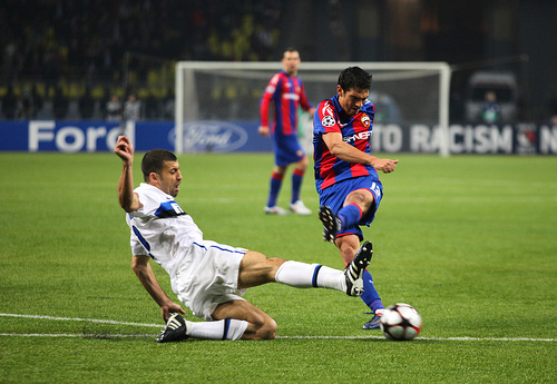 UEFA Champions League quaterfinal between PFC CSKA Moscow and F.C. Internazionale Milano. The Luzhniki Stadium, Moscow Attendance: 54,400 Internazionale won 1-0 on the game and 20 on aggregate.